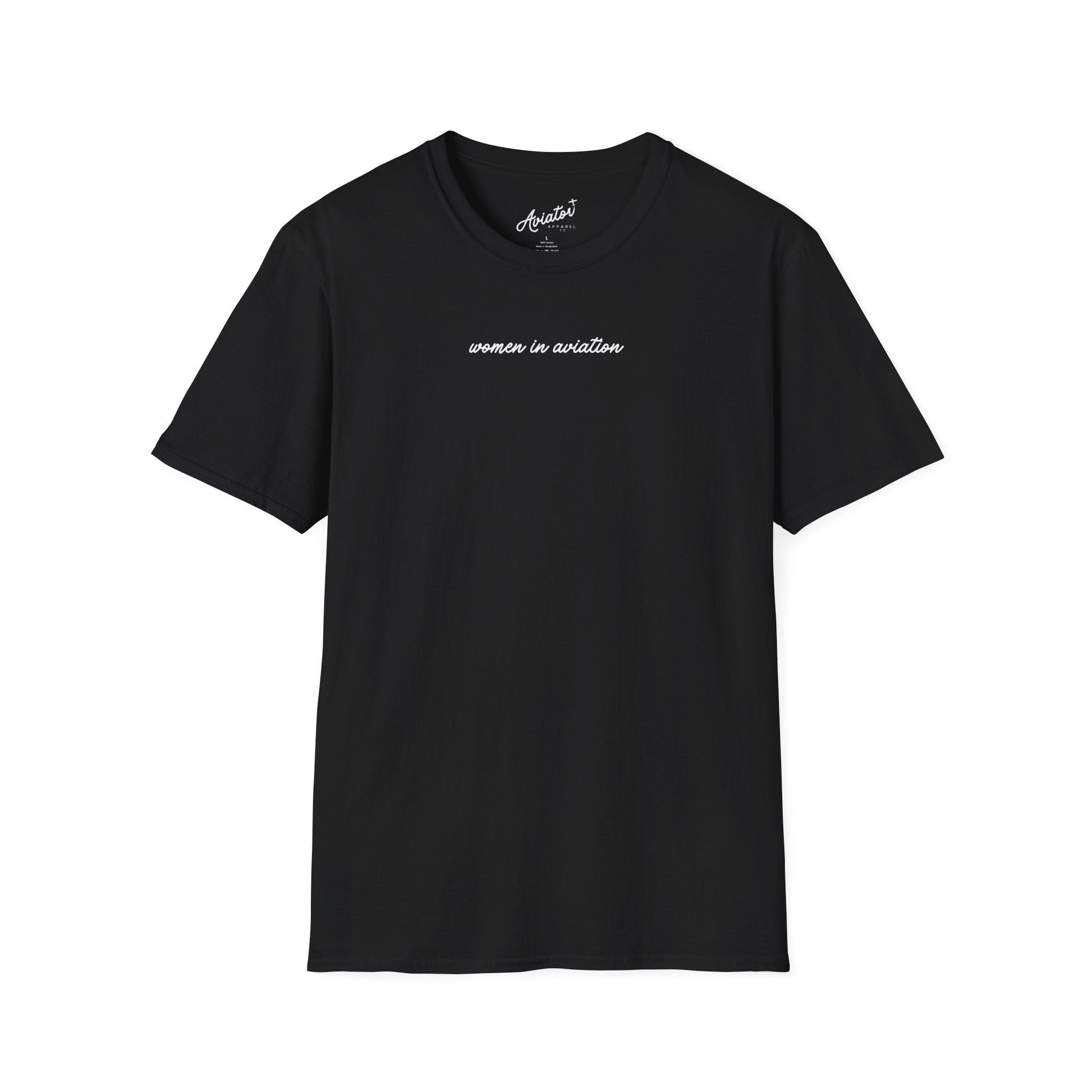 front of black Women in Aviation T-Shirt for Female Pilots - Aviator Apparel