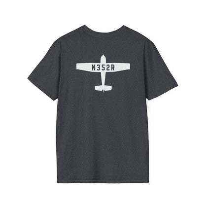 back of dark heather grey Custom Tail Number Airplane T-Shirt for Pilots - Aviator Apparel