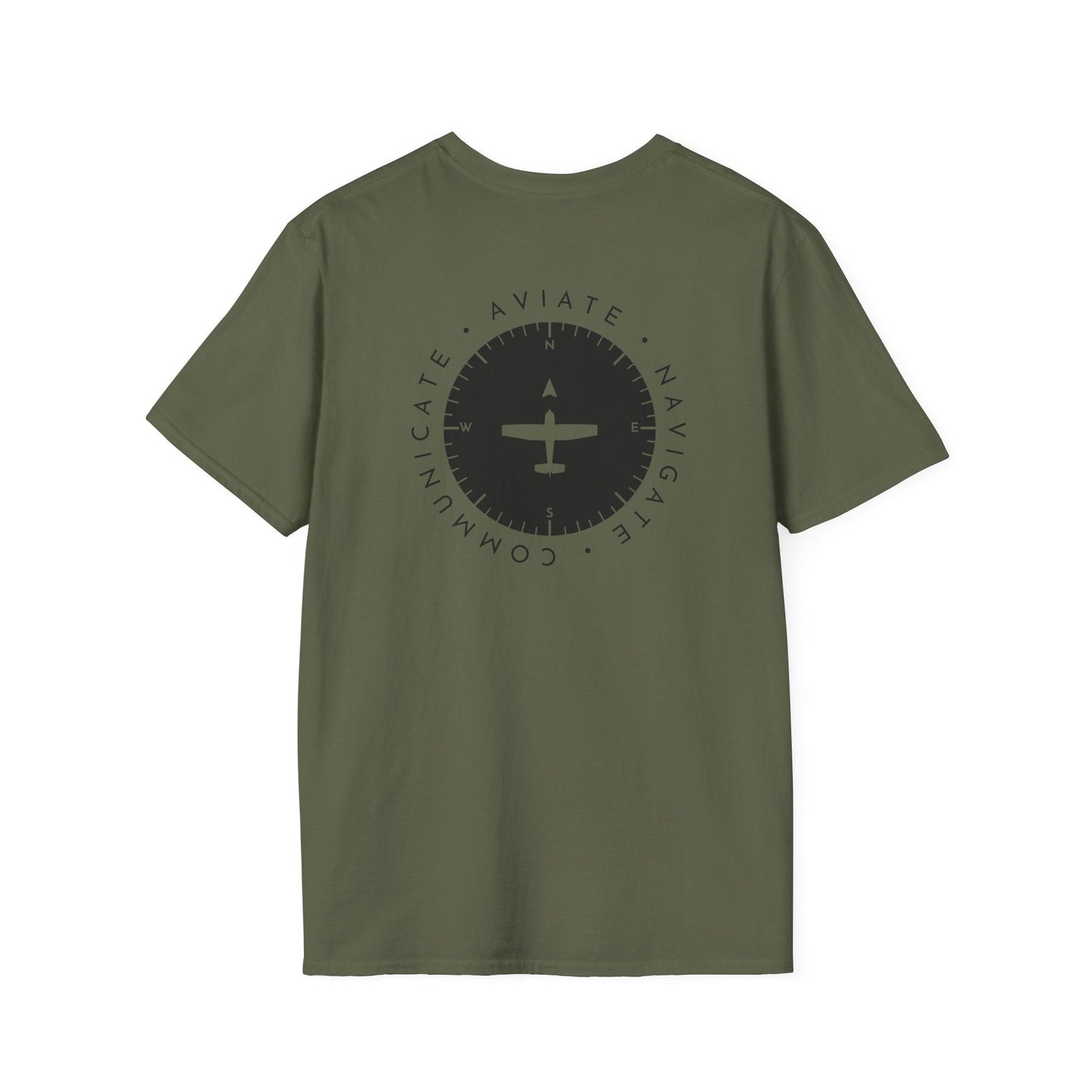 back of green Aviate, Navigate, Communicate Pilot T-Shirt - Aviator Apparel