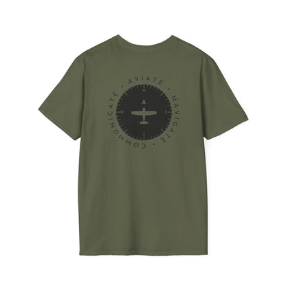 back of green Aviate, Navigate, Communicate Pilot T-Shirt - Aviator Apparel