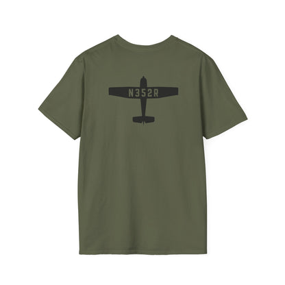 back of green Custom Tail Number Airplane T-Shirt for Pilots - Aviator Apparel