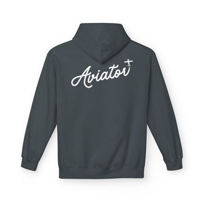 Back of Dark Heather Grey Aviator Hoodie for Pilots - Aviator Apparel