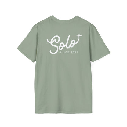 back of sage green Solo Since 2025 T-Shirt - First Solo Gift for Pilots - Aviator Apparel