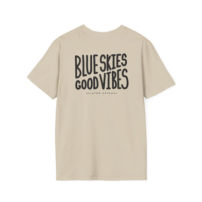 back khaki of Blue Skies, Good Vibes Aviator T-Shirt - Aviator Apparel
