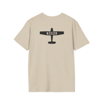back of khaki Custom Tail Number Airplane T-Shirt for Pilots - Aviator Apparel
