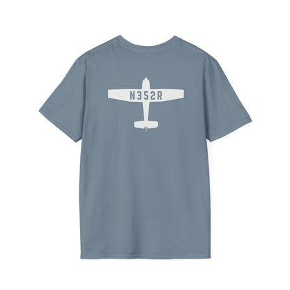back of stone blue Custom Tail Number Airplane T-Shirt for Pilots - Aviator Apparel