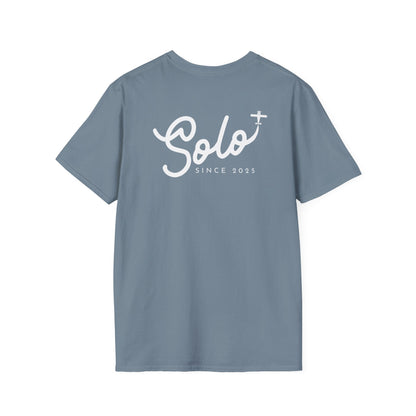 back of stone blue Solo Since 2025 T-Shirt - First Solo Gift for Pilots - Aviator Apparel