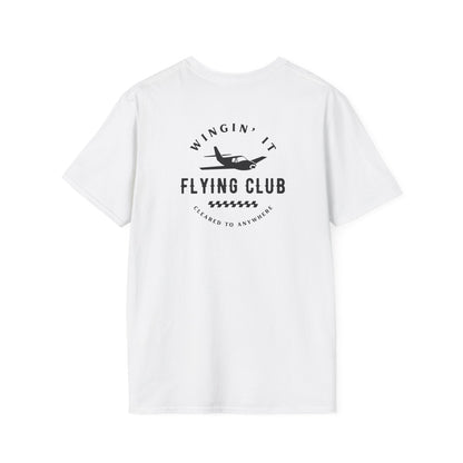 back of white Wingin' It Flying Club T-Shirt - Aviator Apparel
